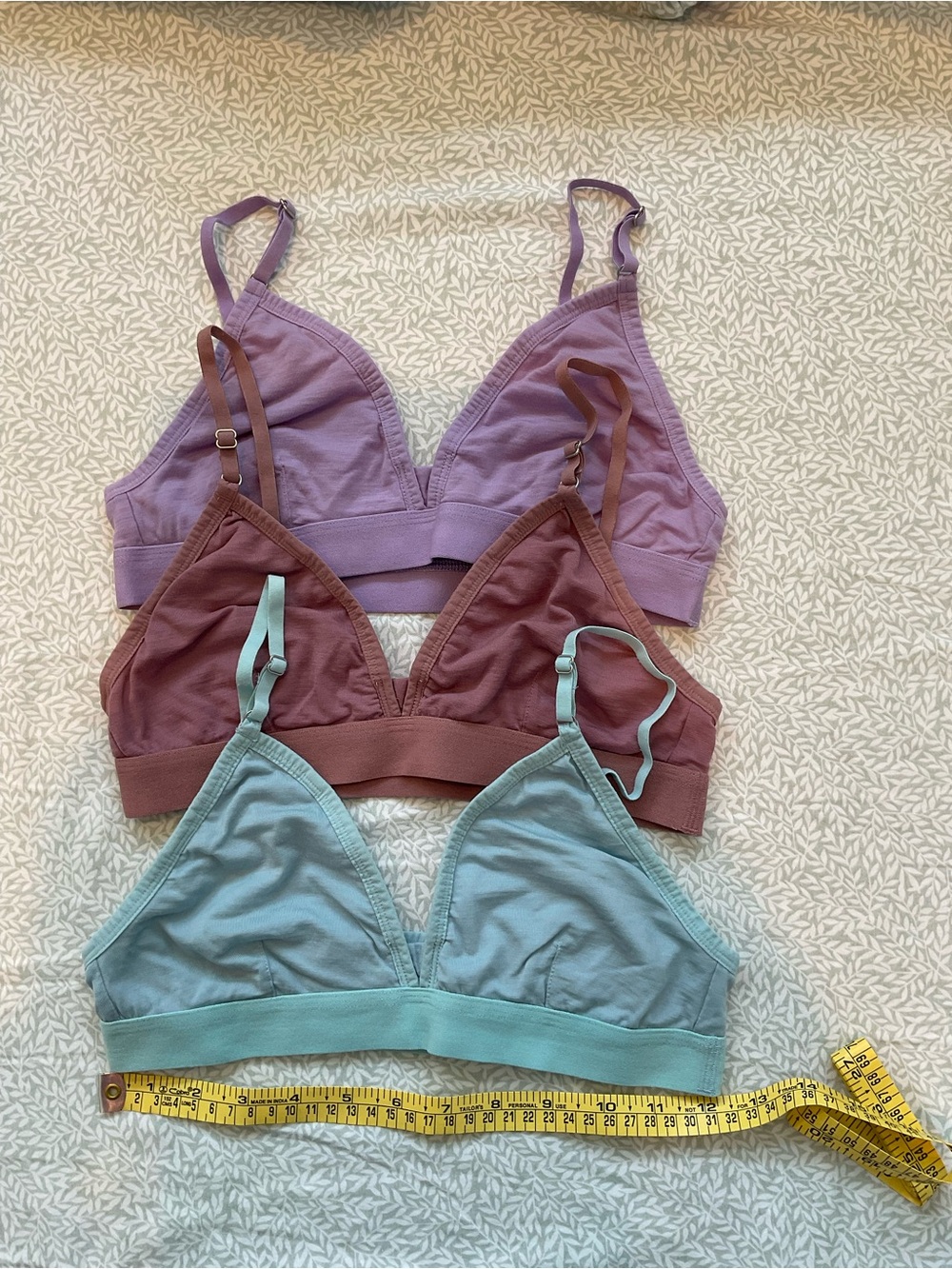 Icebreaker 3-Pack Wireless Triangle Bralettes in Lavender, Mauve & Light blue